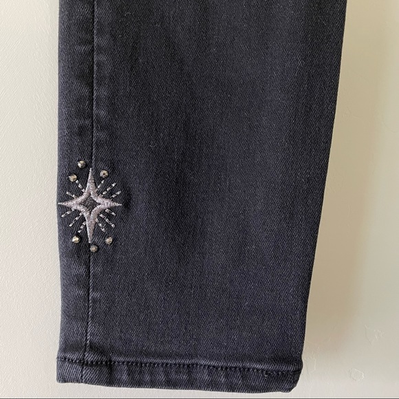 Hudson Nico Midrise Super Skinny Ankle Jeans Star Embellishments Black - Picture 9 of 16